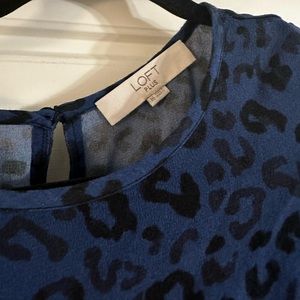 PLUS LOFT BLUE LEOPARD BLOUSE